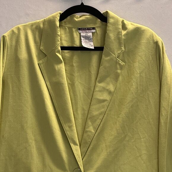 New WOT Lesley Fay Sport Estilo Women’s Blazer SZ 12 Lemon Lime Green Pockets - Picture 2 of 10